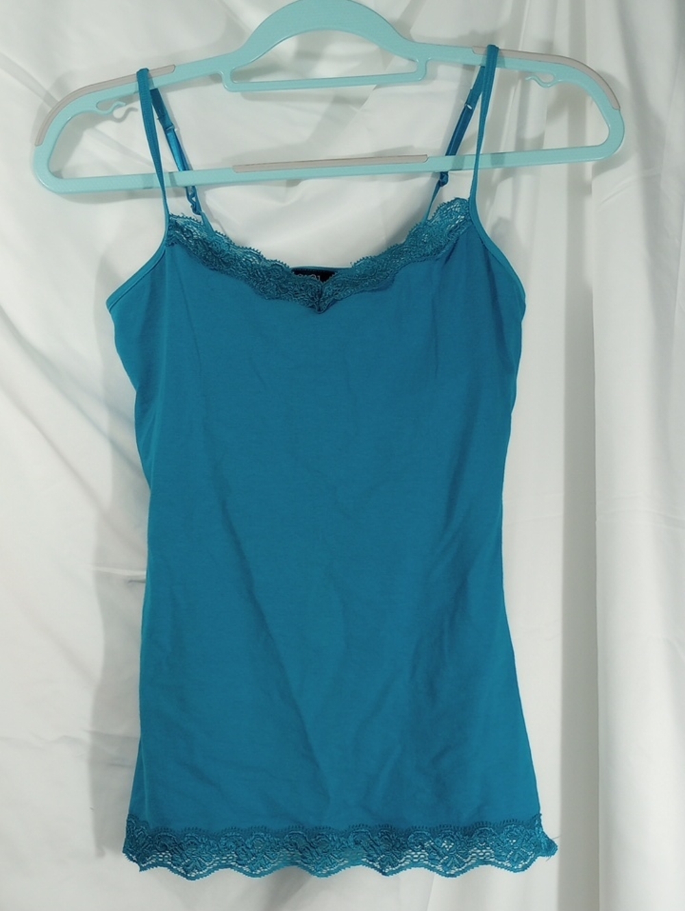 Vintage Y2K Rue 21 Tank Top Blue Lacey Large Built-in Bra Adjustable Straps